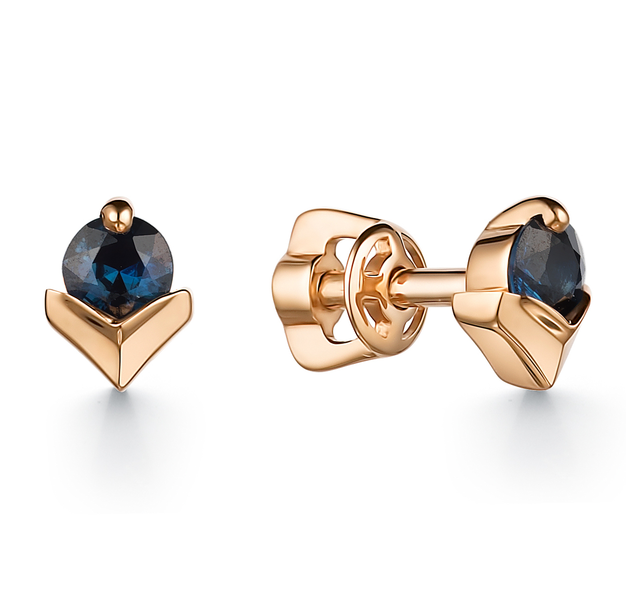 

Серьги-пусеты из красного золота с сапфиром АЛЬКОР 24188-102, 24188-102