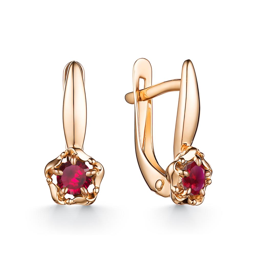 

Серьги из красного золота с рубином АЛЬКОР 24036-103, 24036-103