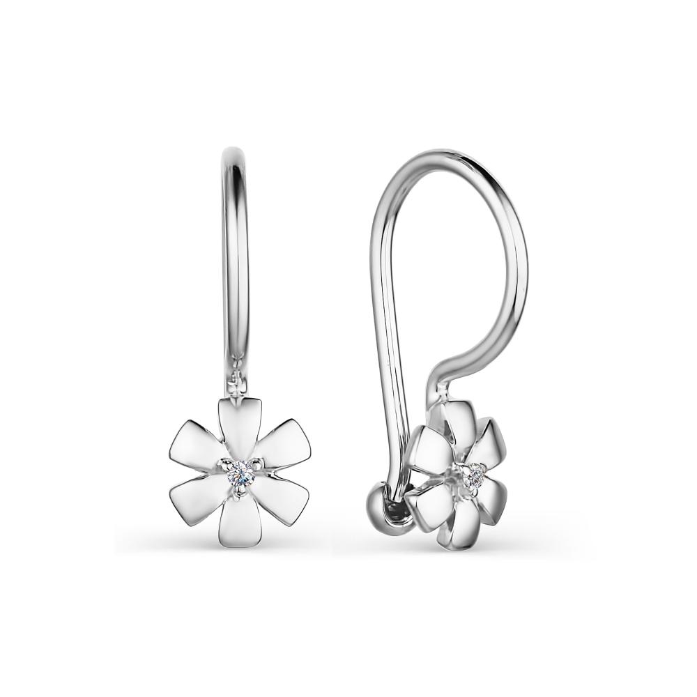

Серьги из белого золота с бриллиантом АЛЬКОР 23976-200, 23976-200