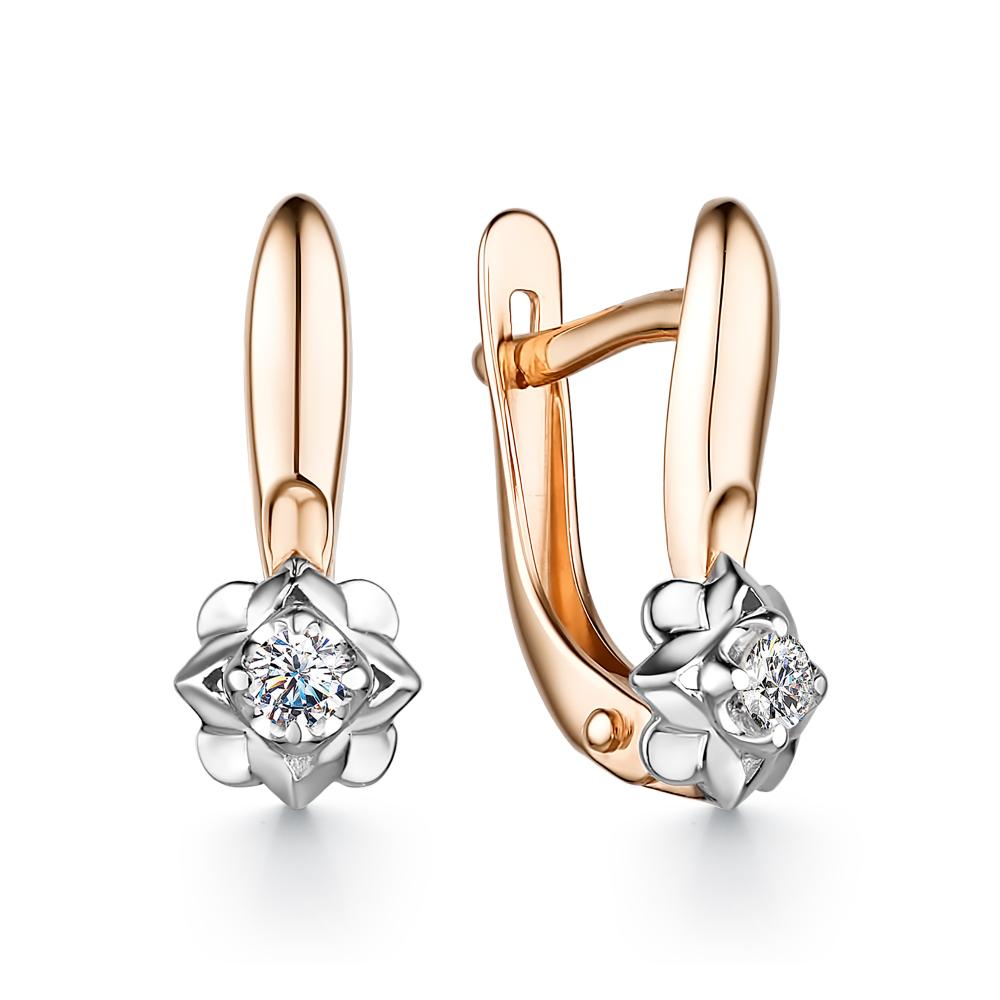 

Серьги из красного золота с бриллиантом АЛЬКОР 24046-100, 24046-100