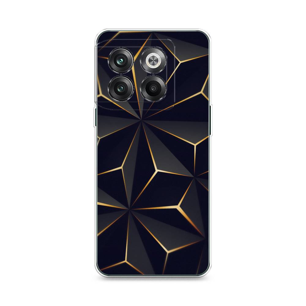 

Чехол на OnePlus 10T "Черные полигоны", Золотистый;черный, 153150-3