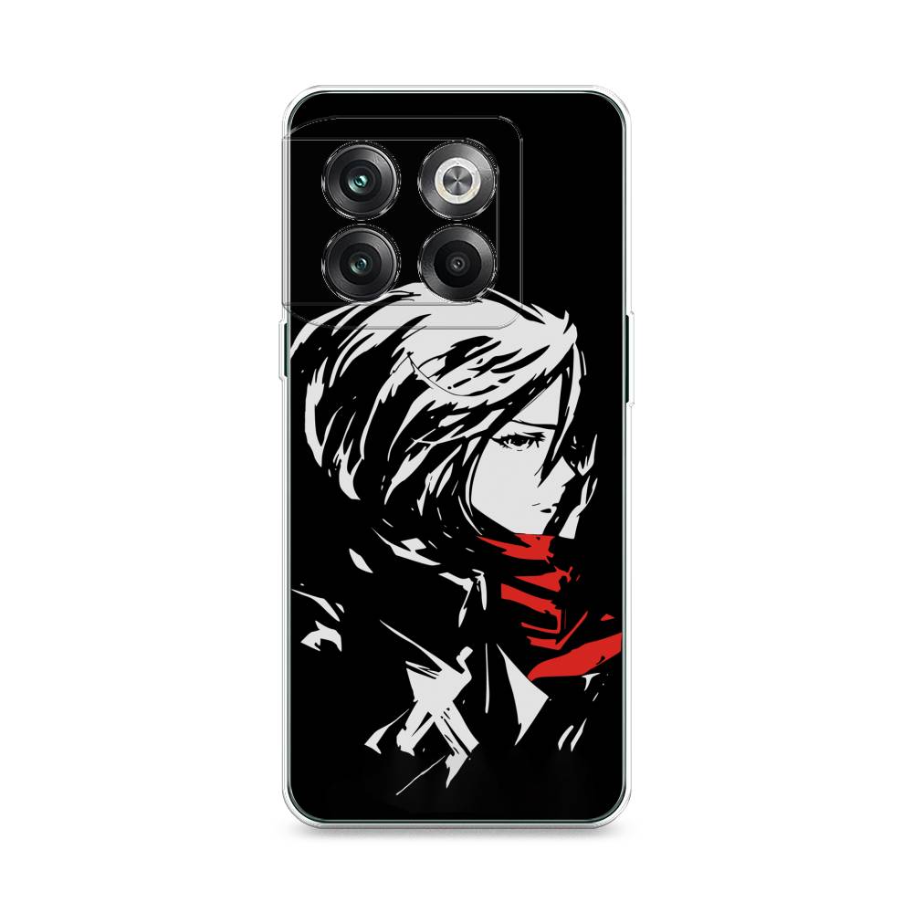 

Чехол на OnePlus 10T "Микаса минимализм", Черный;серый;красный, 153150-4