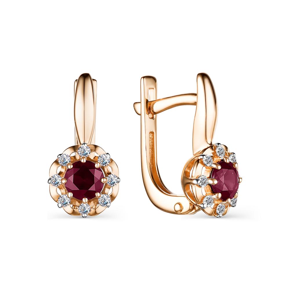 

Серьги из красного золота с бриллиантом АЛЬКОР 24029-103, 24029-103