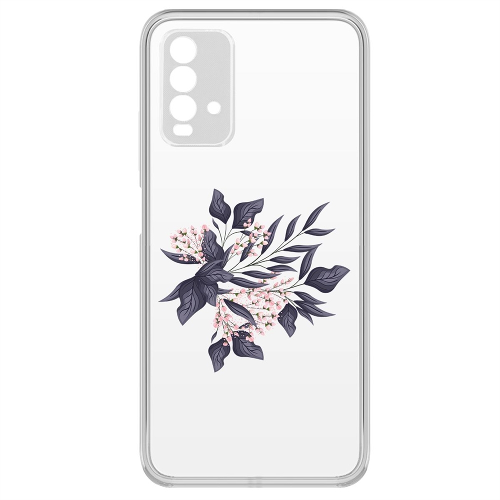 фото Чехол-накладка krutoff clear case розовые бутоны для xiaomi redmi 9t