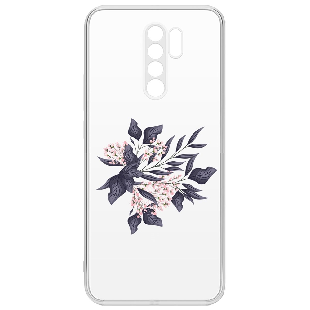 фото Чехол-накладка krutoff clear case розовые бутоны для xiaomi redmi 9