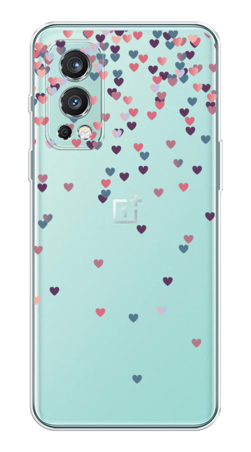 

Чехол на OnePlus Nord 2 5G "Посыпка сердечки", Розовый;фиолетовый, 151750-3
