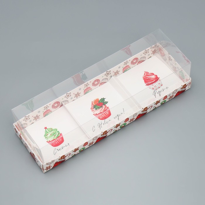 

Коробка кондитерская Дарите Счастье С Новым годом 27 х 8.6 х 6.5 см 5 шт, Белый