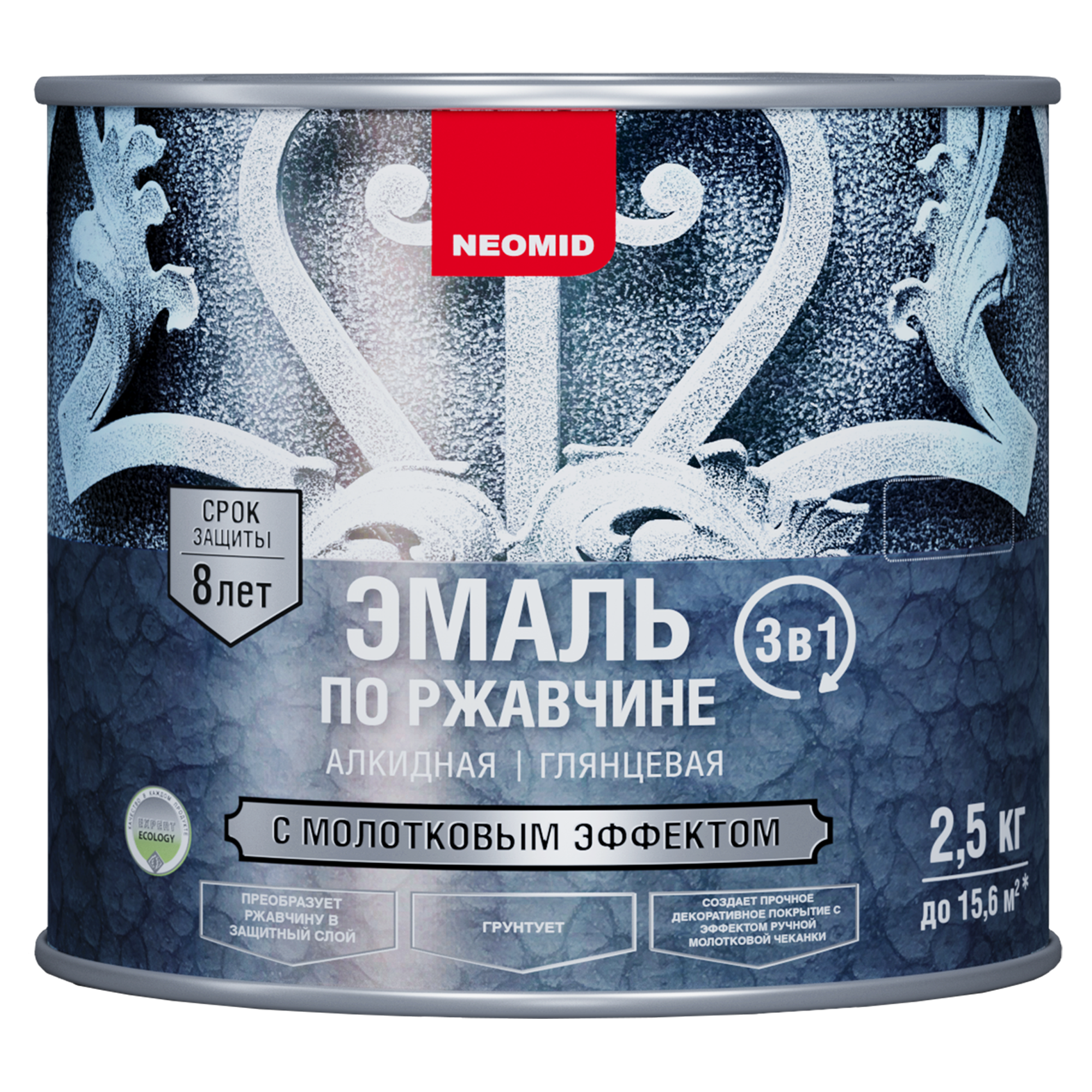

Эмаль Neomid по ржавчине, 3 в 1, с молотковым эффектом, коричневая, 2,5 кг, Neomid-23