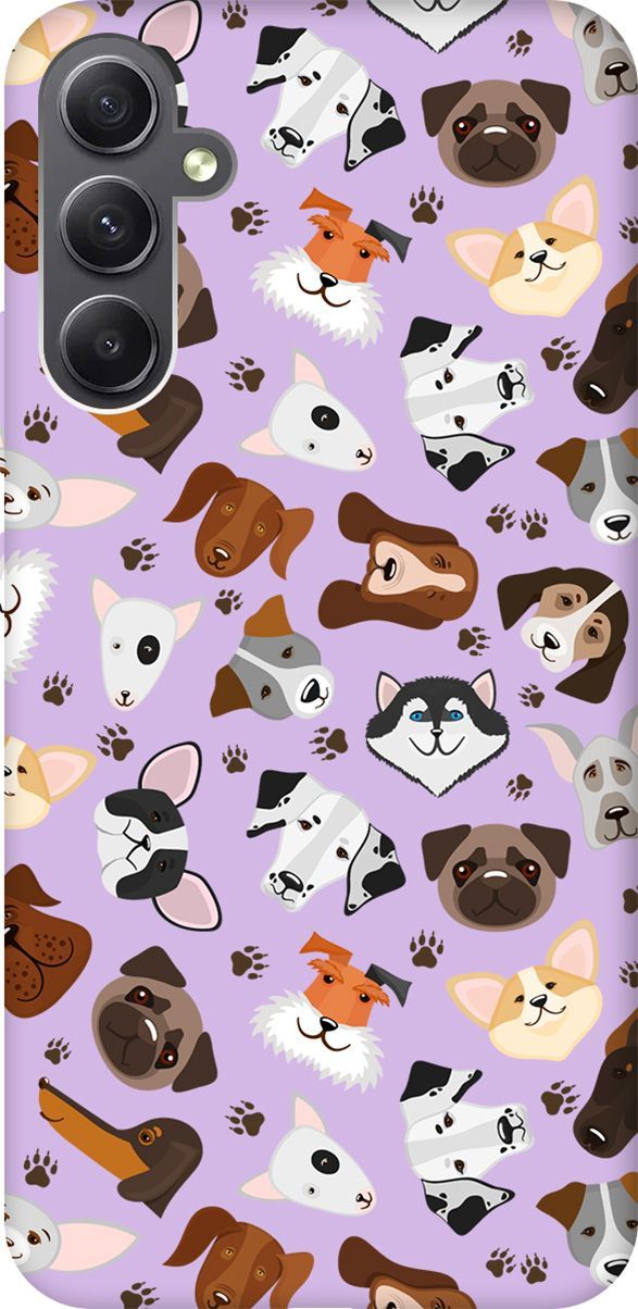 

Чехол на Samsung Galaxy A34 5G "Dogs Pattern" сиреневый, Фиолетовый;коричневый, 158746