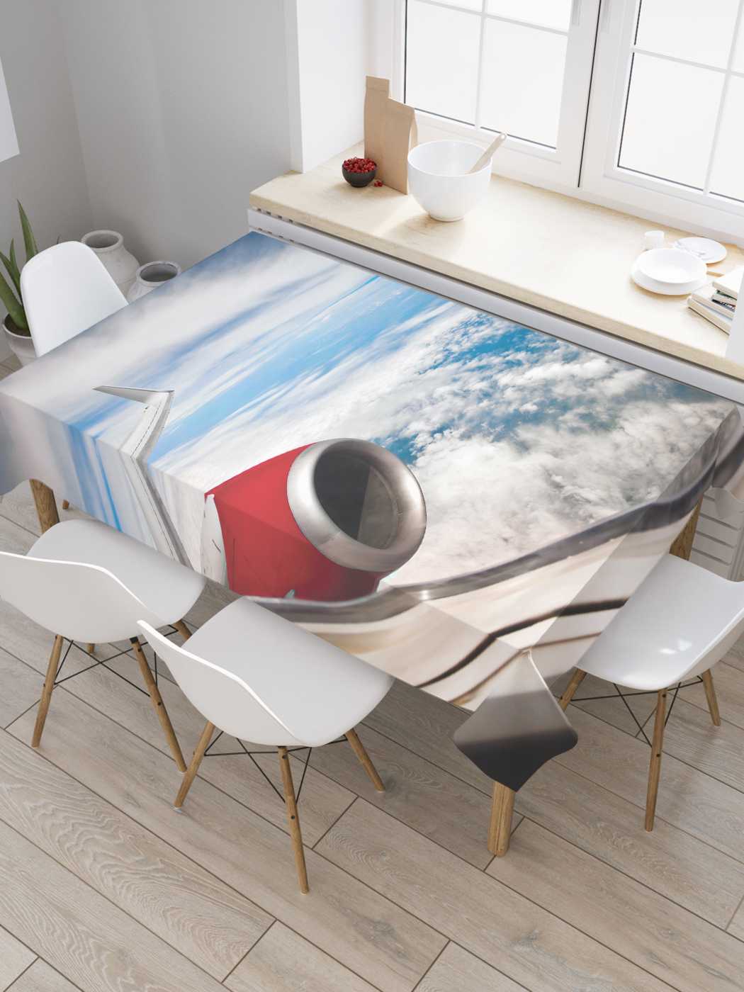 

Скатерть прямоугольная JoyArty "Вид из самолета" из оксфорда, 180x145 см, Синий, Вид из самолета