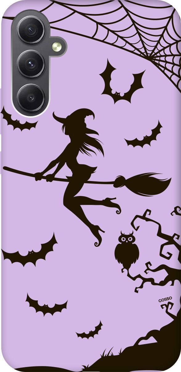 

Чехол на Samsung Galaxy A34 5G "Witch on a Broomstick" сиреневый, Фиолетовый;черный, 158745