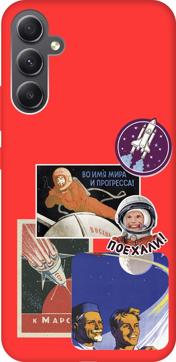 

Чехол на Samsung Galaxy A34 5G "Yuri Gagarin Stickers" красный, Красный;белый, 158747