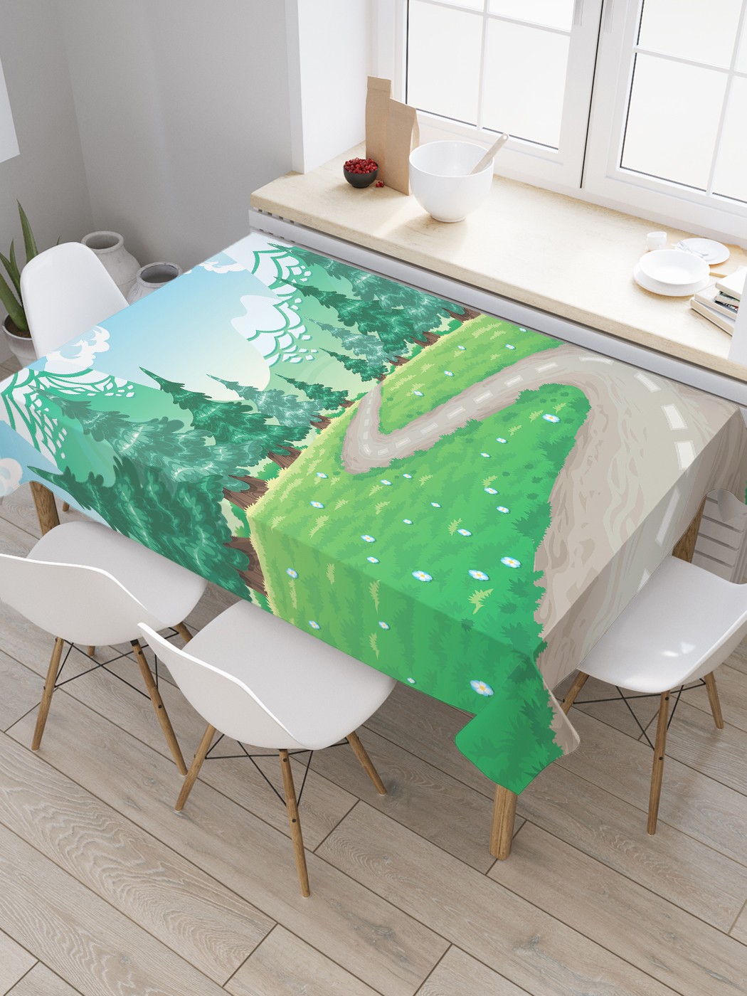 

Скатерть прямоугольная JoyArty "Извилистая дорога" из сатена, 180x145 см, Зеленый, Извилистая дорога