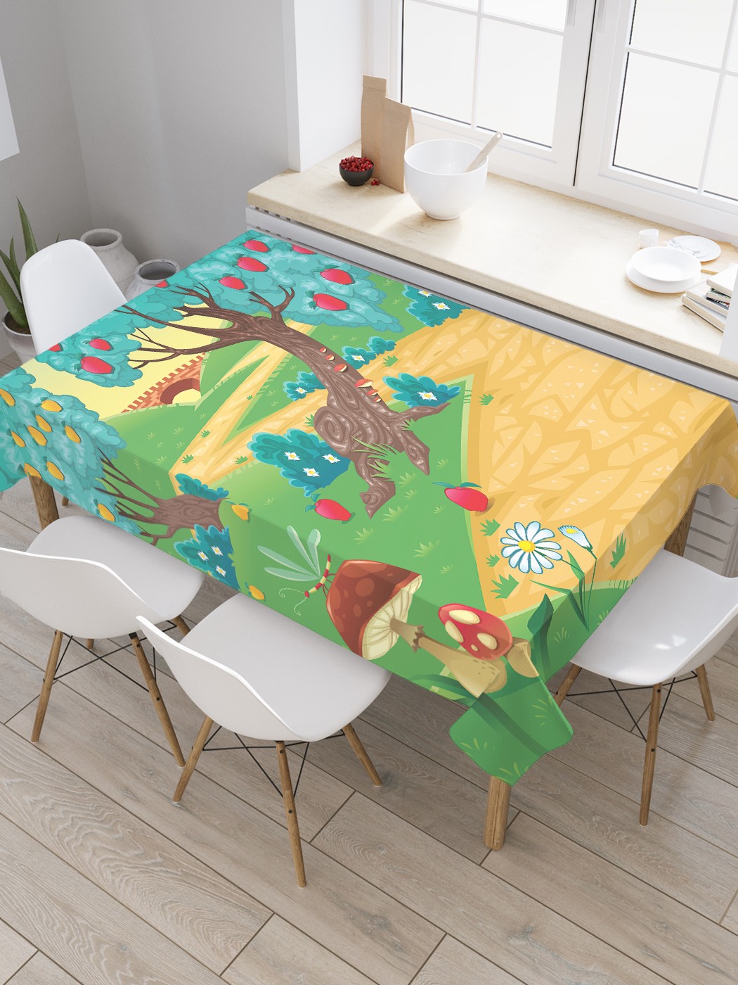 

Скатерть прямоугольная JoyArty "Ручеек и деревья" из сатена, 180x145 см, Серый, Ручеек и деревья