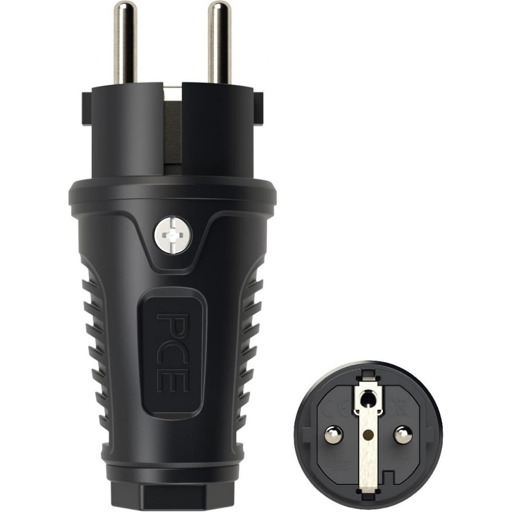 

Ударопрочная вилка PCE каучук 16А 220V 2P+E IP54 корпус черный, маркер черный 0522-ss