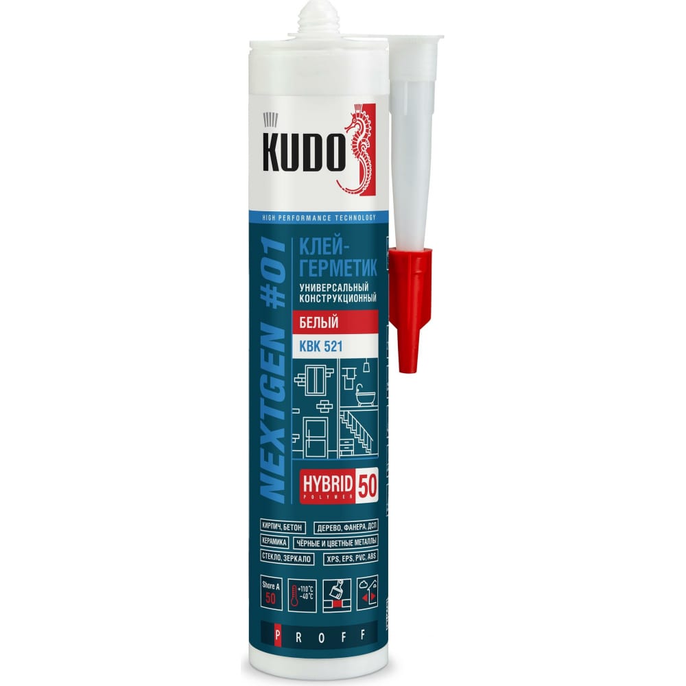 Универсальный клей-герметик на основе гибридных полимеров KUDO белый, 280 мл KBK-521