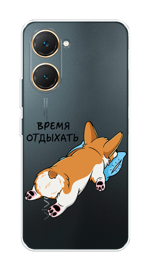

Чехол на Vivo Y03 "Корги отдыхает", Черный;коричневый;голубой, 2610450-1