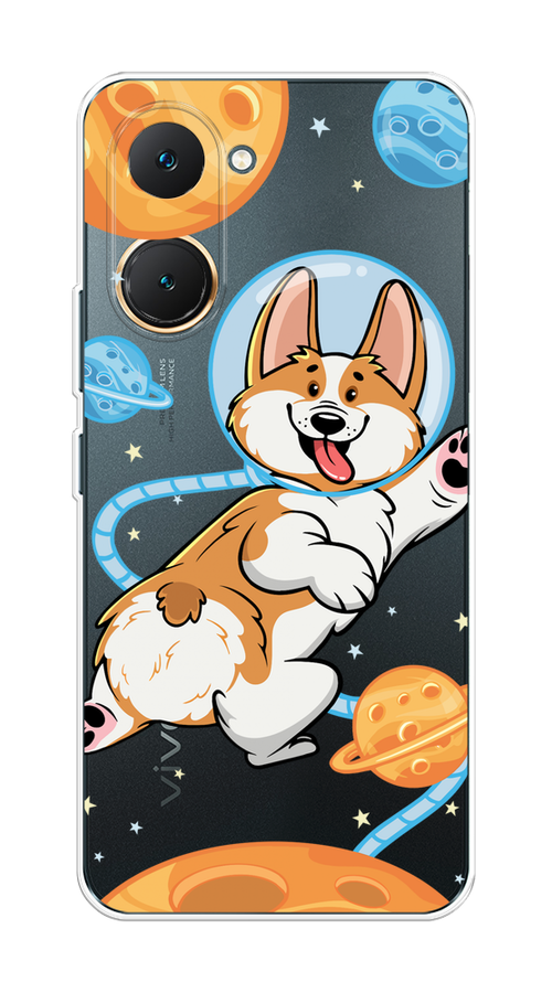 

Чехол на Vivo Y03 "Корги-космонавт", Голубой;бежевый;белый, 2610450-1