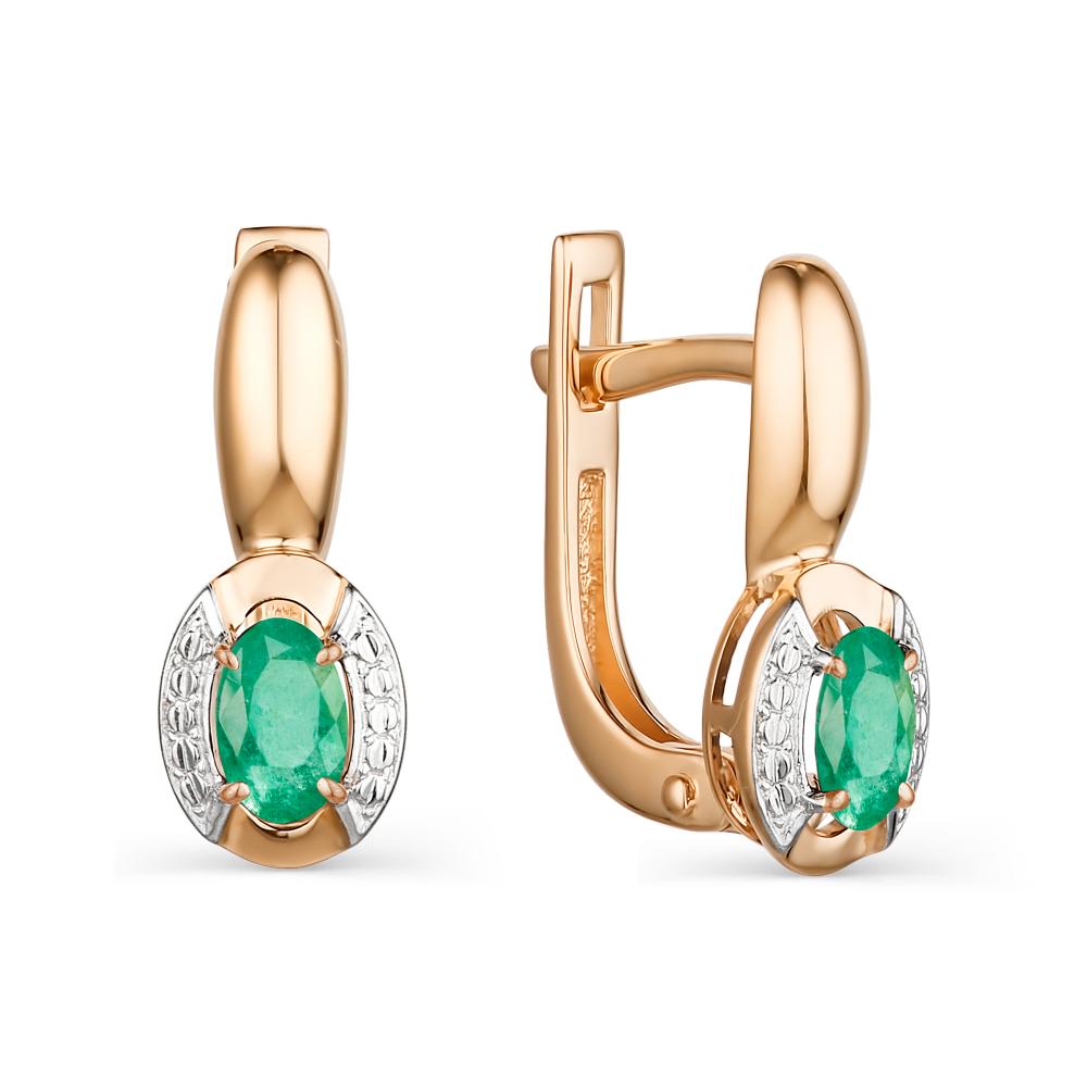 

Серьги из красного золота с изумрудом АЛЬКОР 23932-101, 23932-101