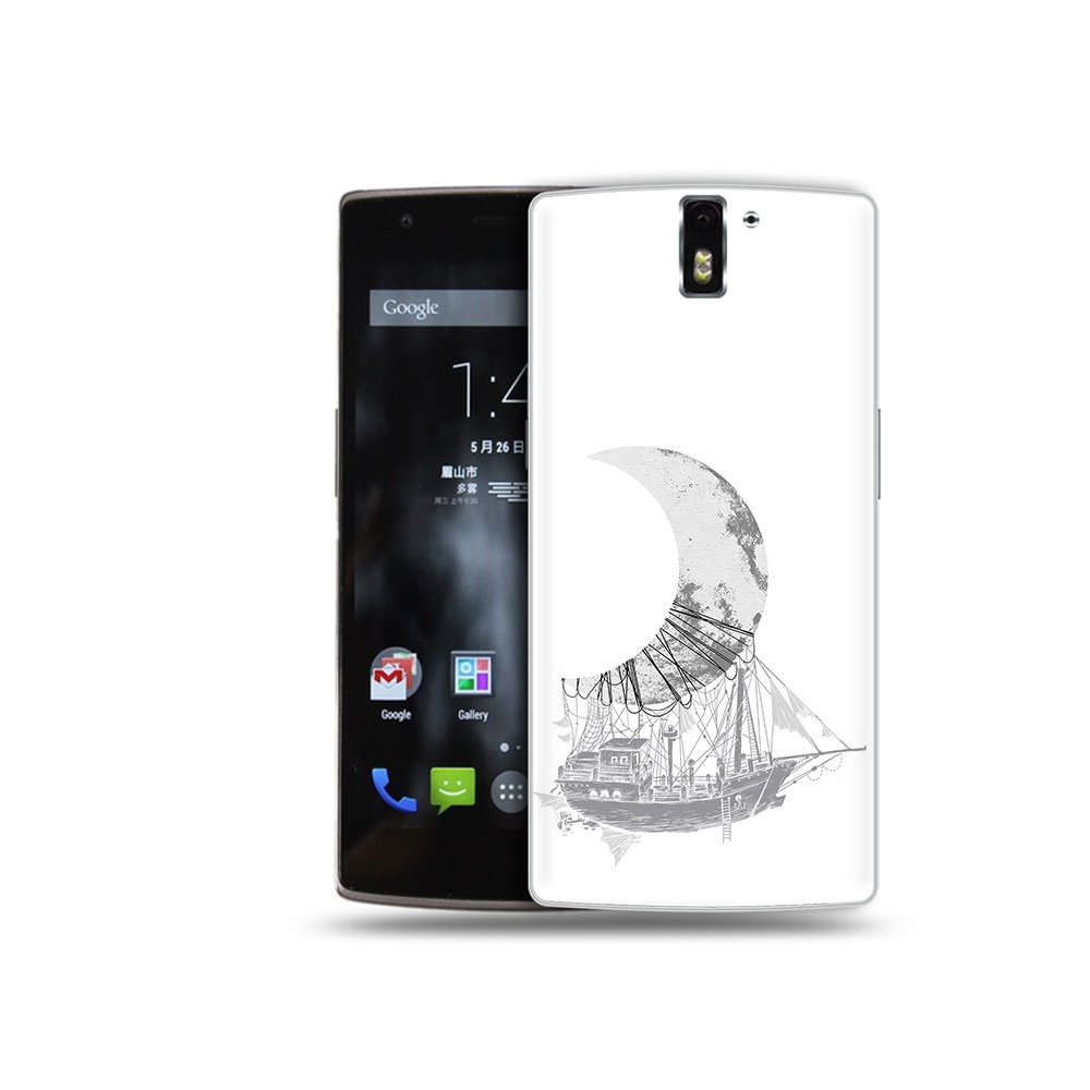 

Чехол MyPads Tocco для OnePlus One черно белый корабль полумесяц, Прозрачный, Tocco