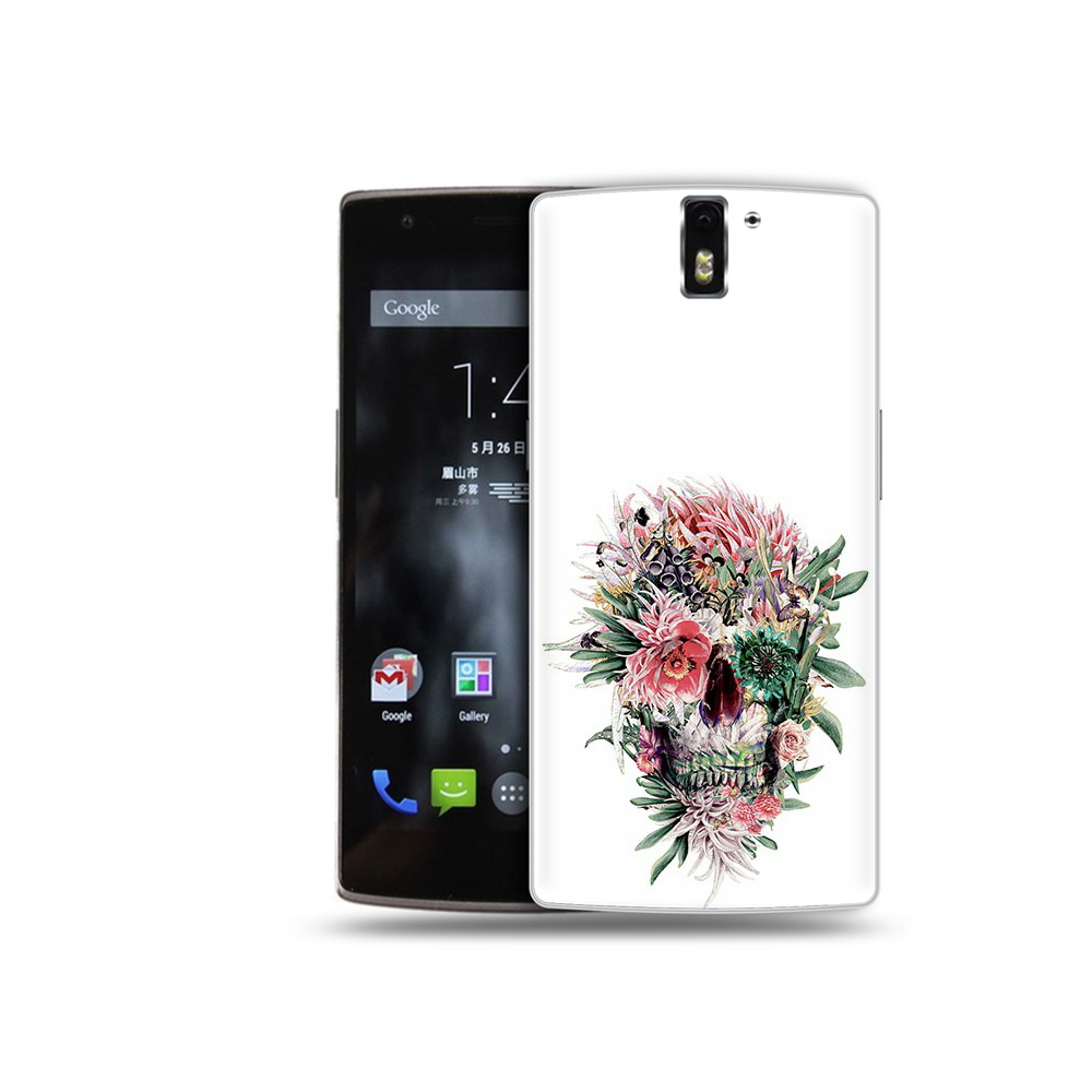 

Чехол MyPads Tocco для OnePlus One череп из цветов, Прозрачный, Tocco