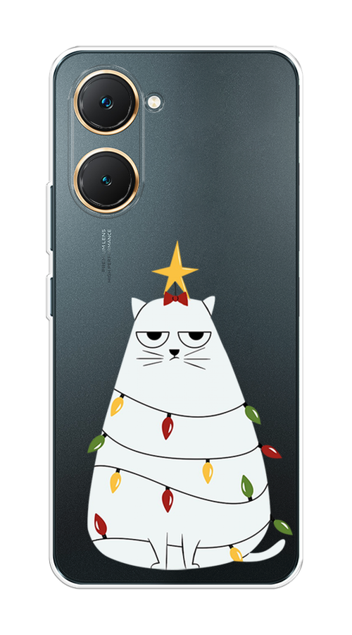 

Чехол на Vivo Y03 "Котик в гирлянде", Белый;красный;желтый, 2610450-1