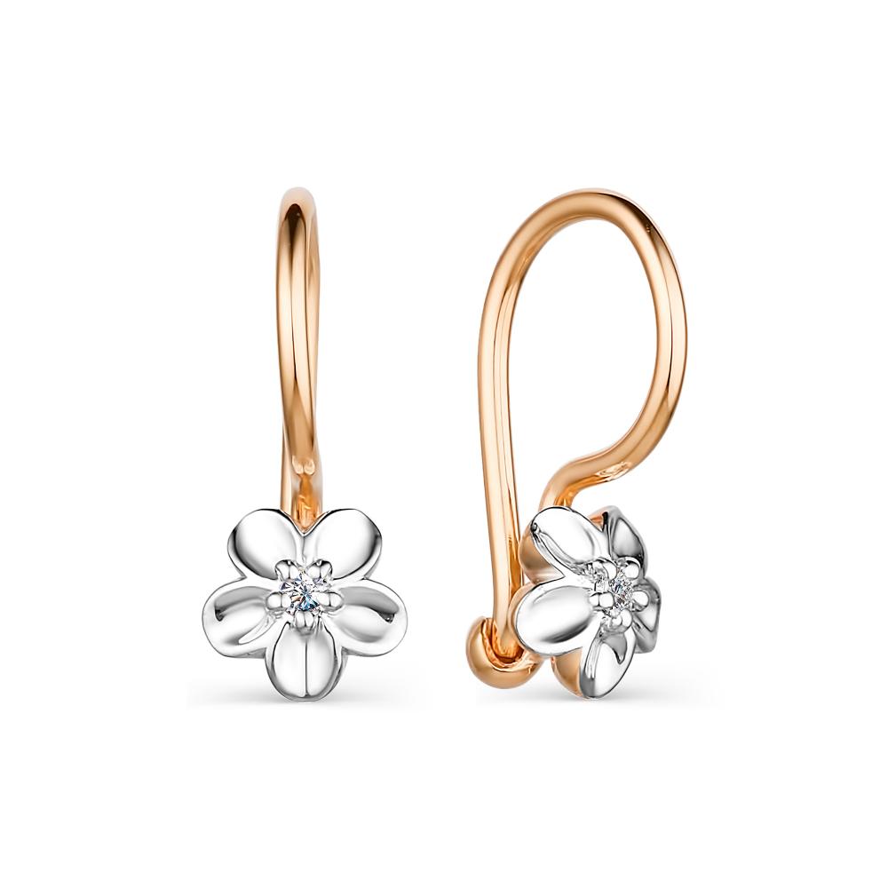 

Серьги из красного золота с бриллиантом АЛЬКОР 23913-100, 23913-100