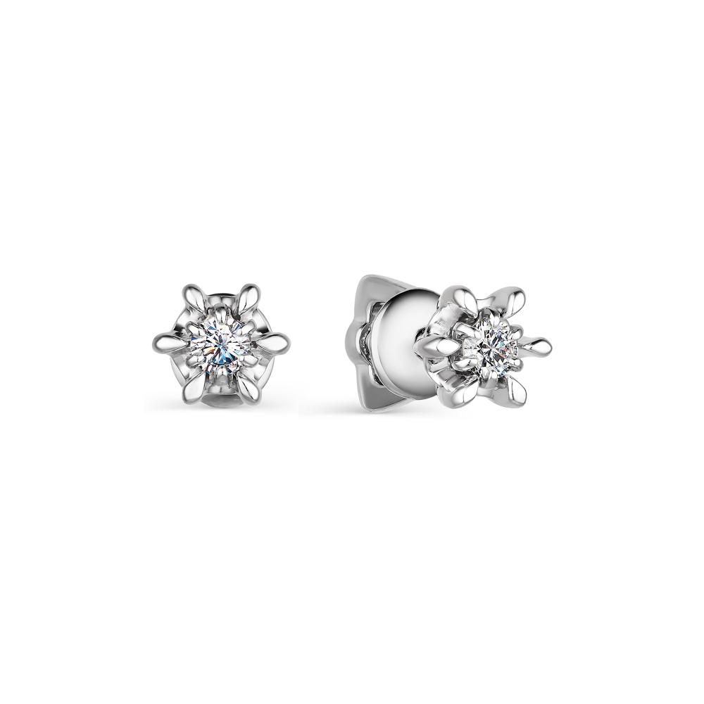 

Серьги-пусеты из белого золота с бриллиантом АЛЬКОР 23880-200, 23880-200