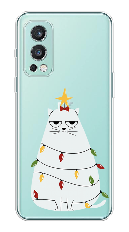 

Чехол на OnePlus Nord 2 5G "Котик в гирлянде", Белый;красный;желтый, 151750-1