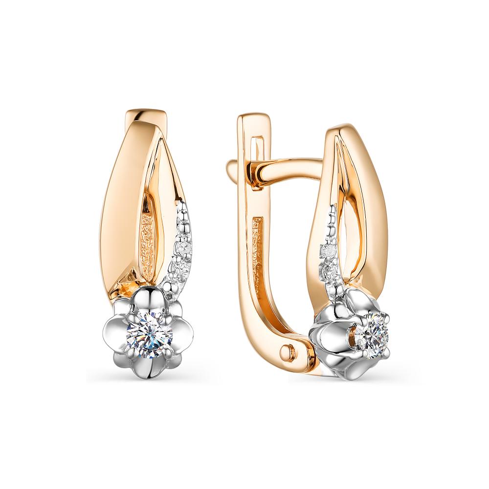 

Серьги из красного золота с бриллиантом АЛЬКОР 23584-100, 23584-100