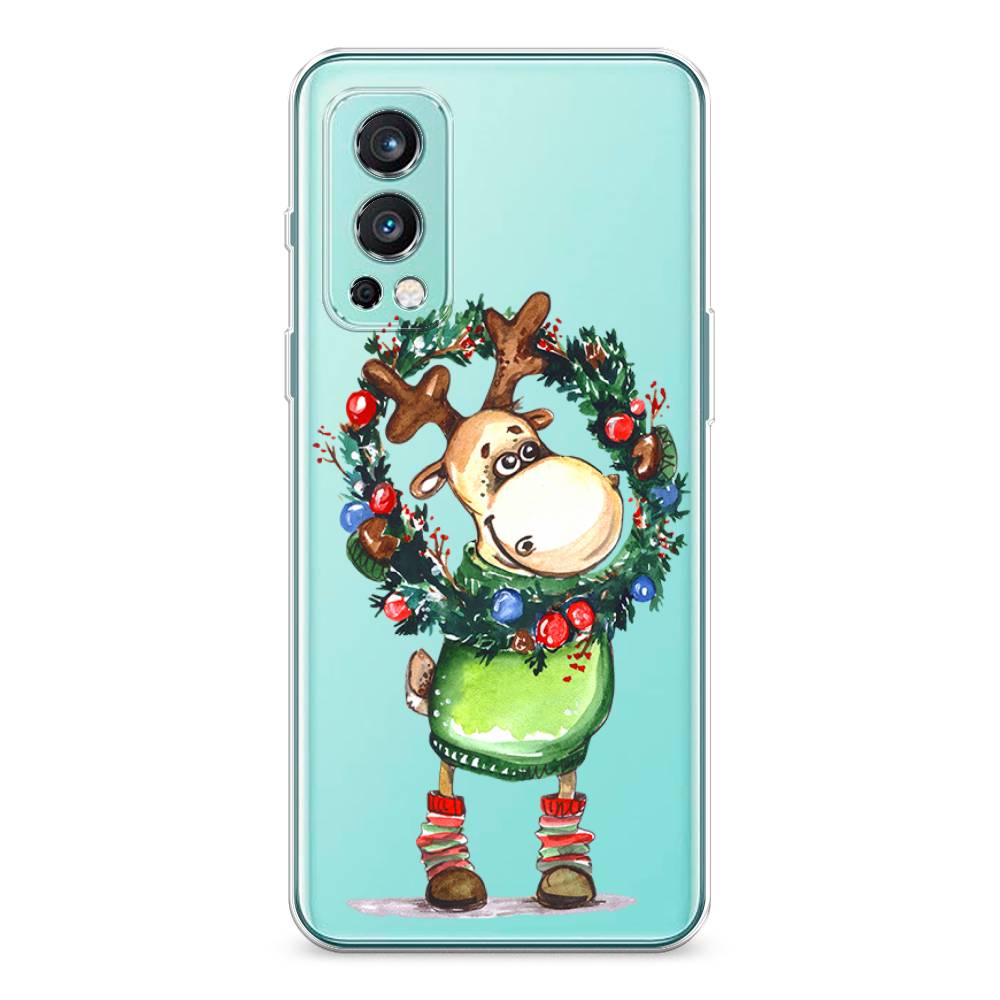 

Чехол на OnePlus Nord 2 5G "Олень с новогодним венком", 151750-4