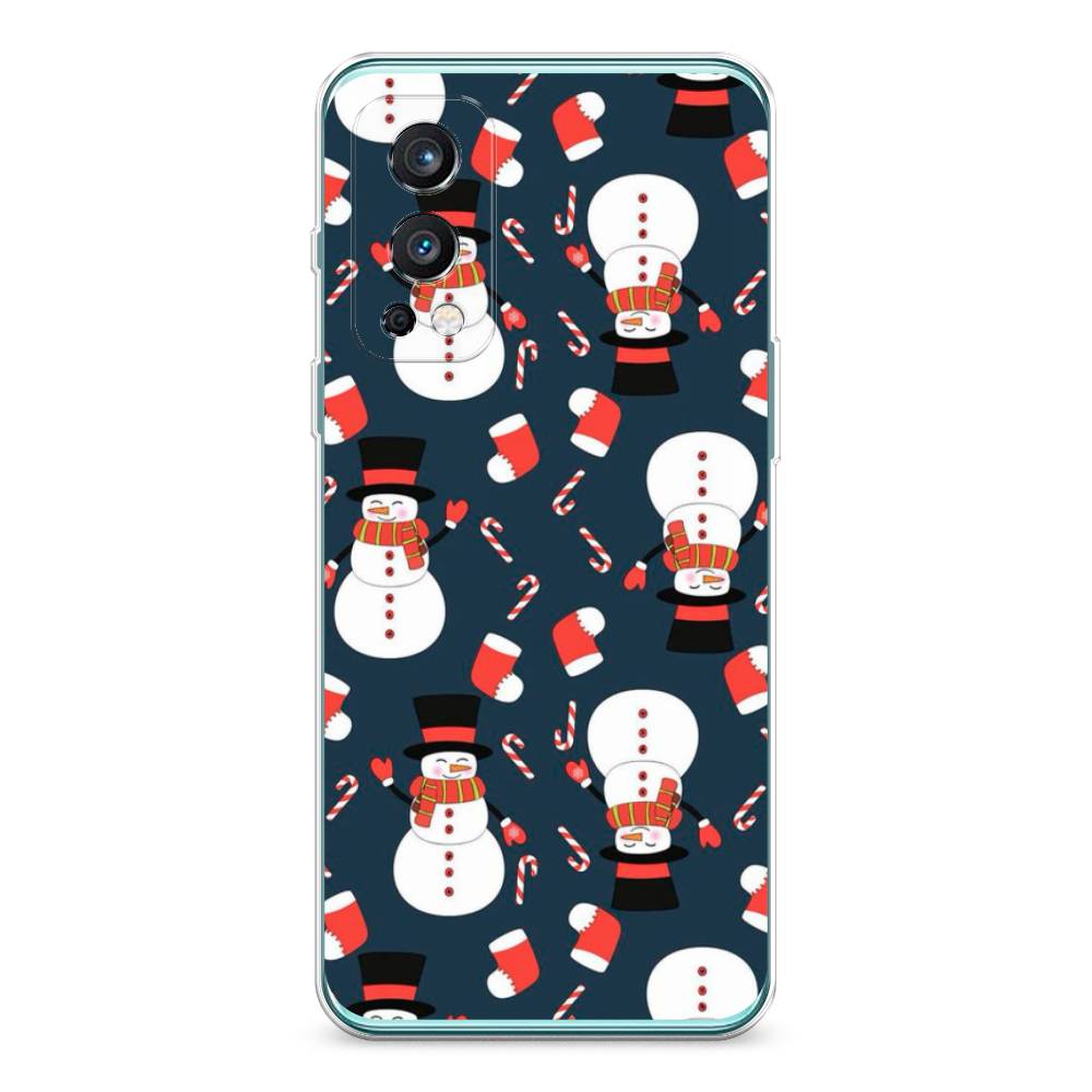 

Чехол на OnePlus Nord 2 5G "Синие снеговики", Синий;белый;красный, 151750-5