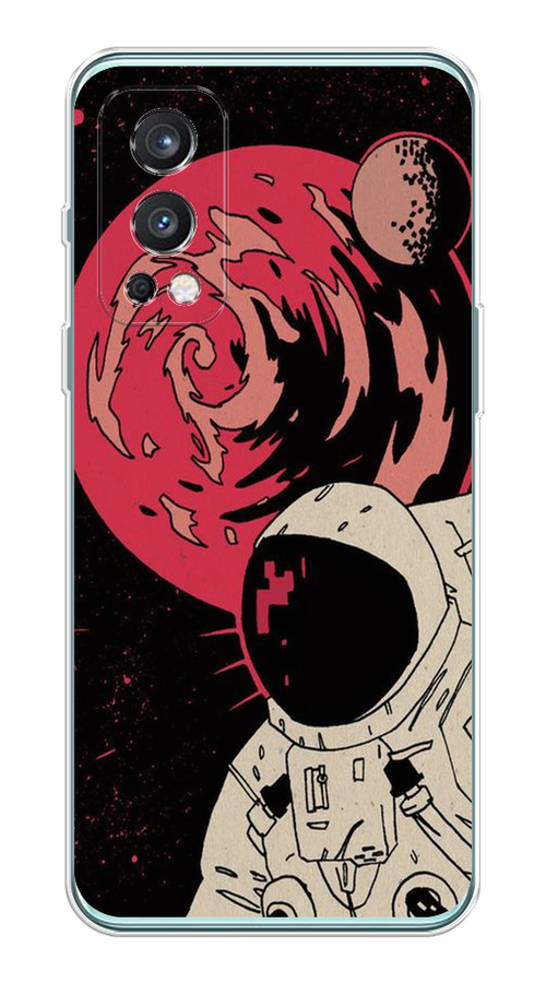 

Чехол на OnePlus Nord 2 5G "Космонавт возле Марса", Черный;красный, 151750-2