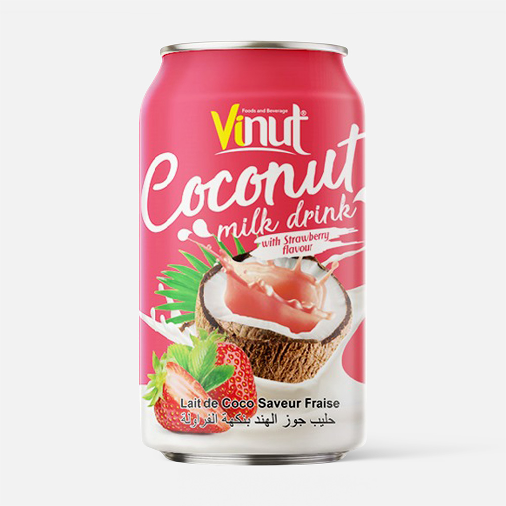Напиток сокосодержащий Vinut негазированный, кокосовое молоко, со вкусом клубники, 330 мл