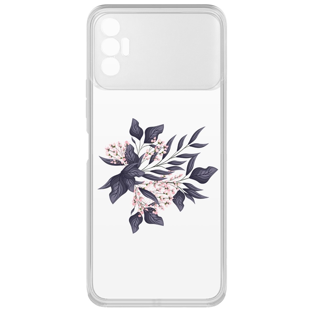 фото Чехол-накладка krutoff clear case розовые бутоны для tecno spark 8p