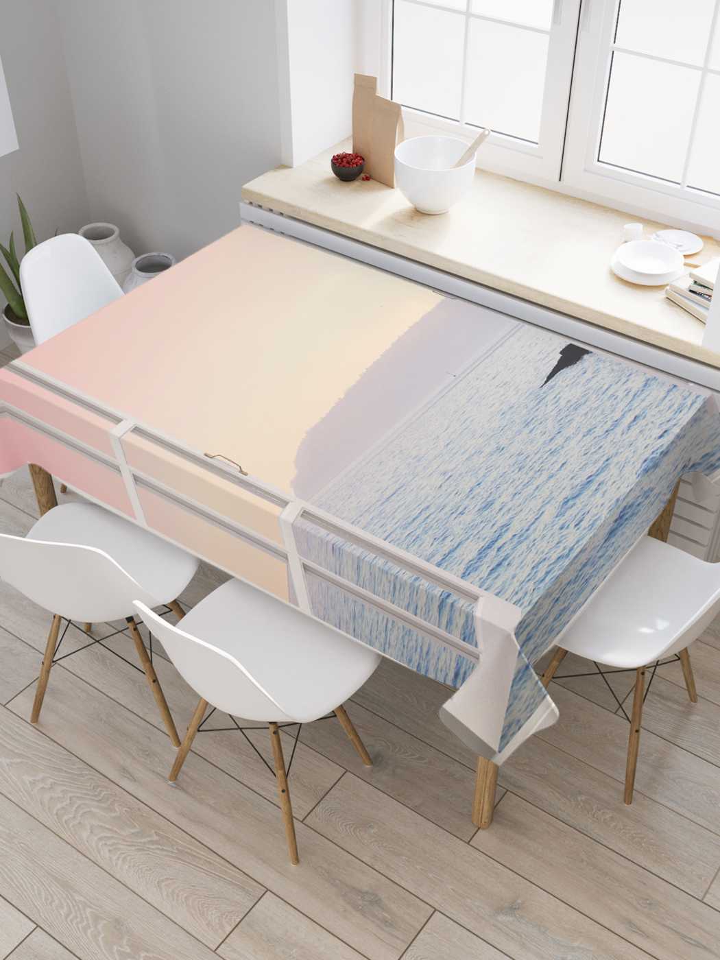 

Скатерть прямоугольная JoyArty "Морские окна" из оксфорда, 180x145 см, Бежевый, Морские окна