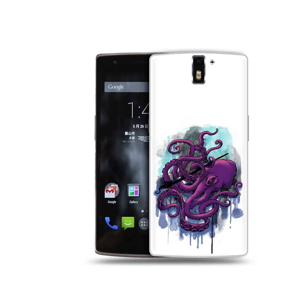 

Чехол MyPads Tocco для OnePlus One фиолетовый осьминог, Прозрачный, Tocco