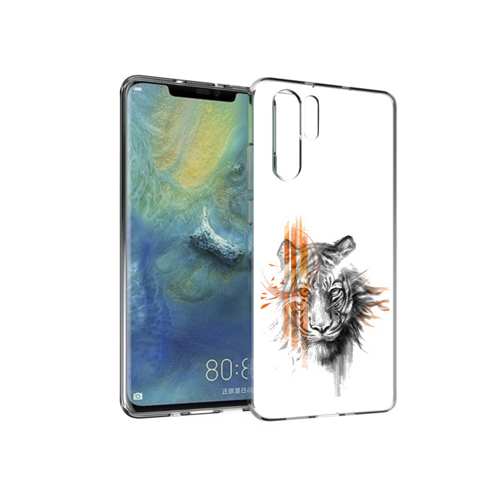 

Чехол MyPads Tocco для Huawei P30 Pro огненный тигр, Прозрачный, Tocco