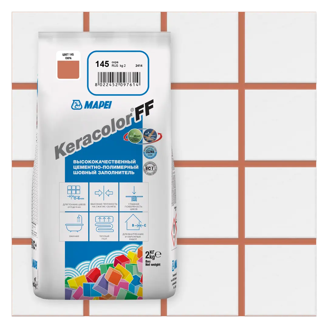 Затирка цементная Mapei Keracolor FF 145 цвет охра 2 кг