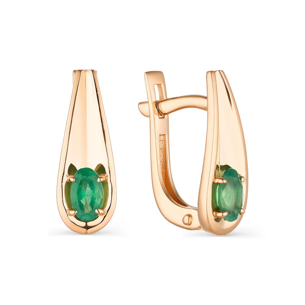 

Серьги из красного золота с изумрудом АЛЬКОР 23546-101, 23546-101