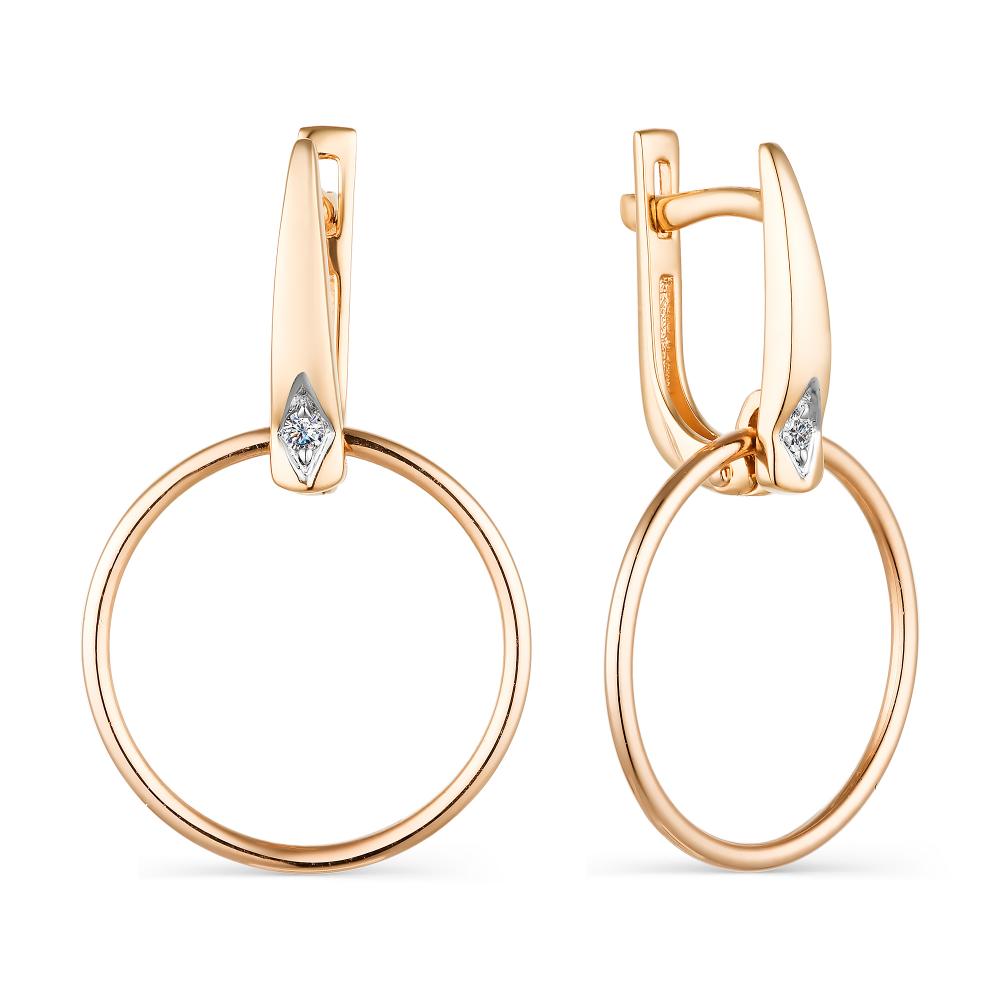 

Серьги из красного золота с бриллиантом АЛЬКОР 23615-100, 23615-100