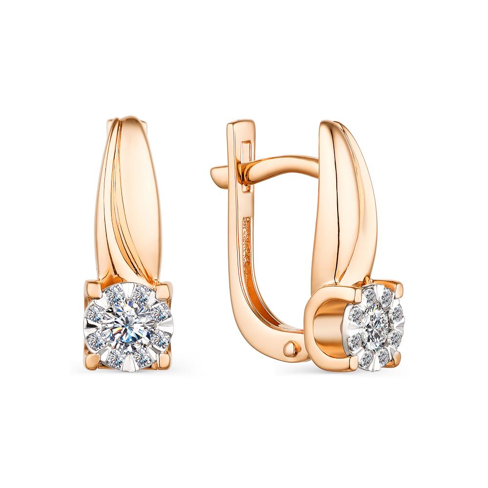 

Серьги из красного золота с бриллиантом АЛЬКОР 23714-100, 23714-100
