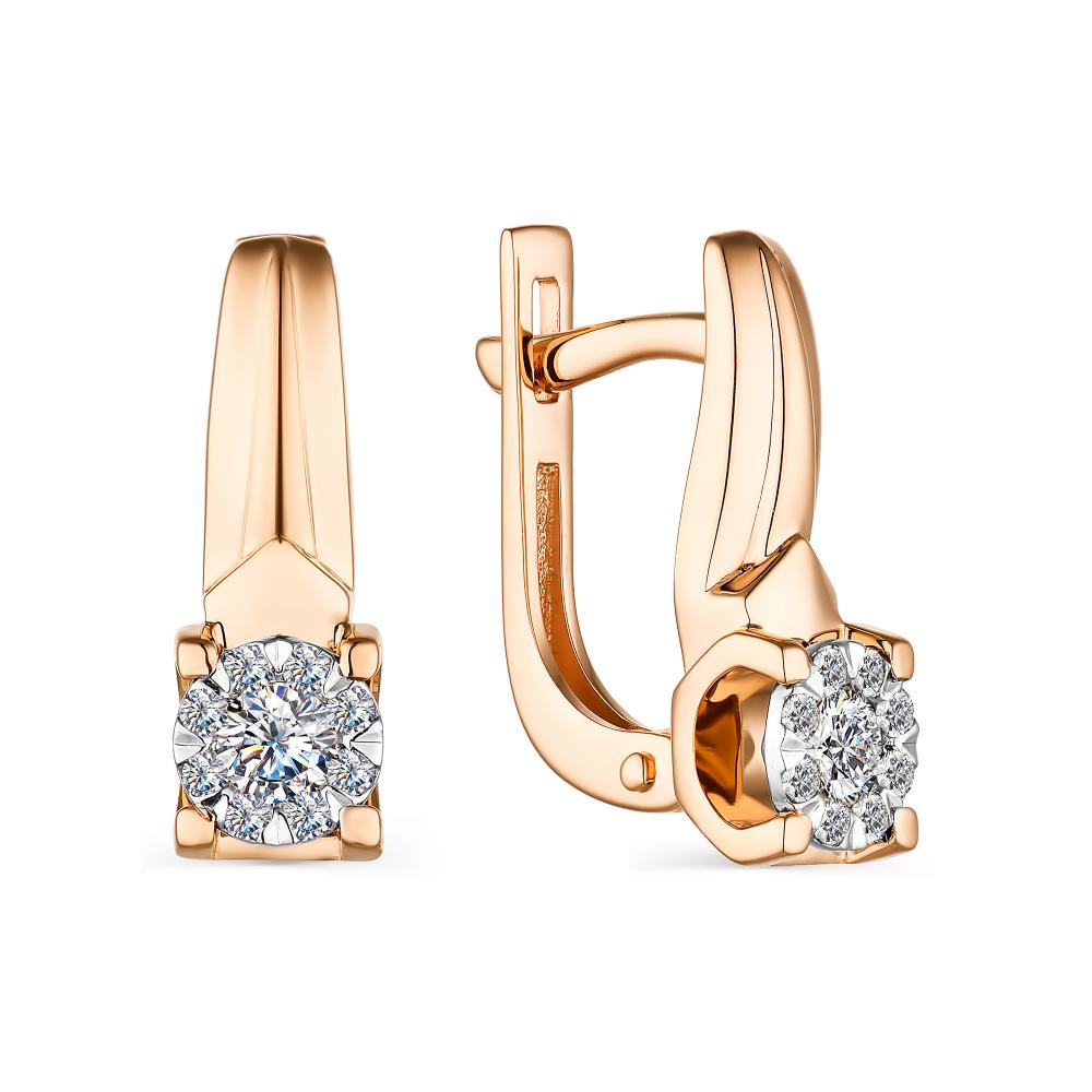 

Серьги из красного золота с бриллиантом АЛЬКОР 23715-100, 23715-100