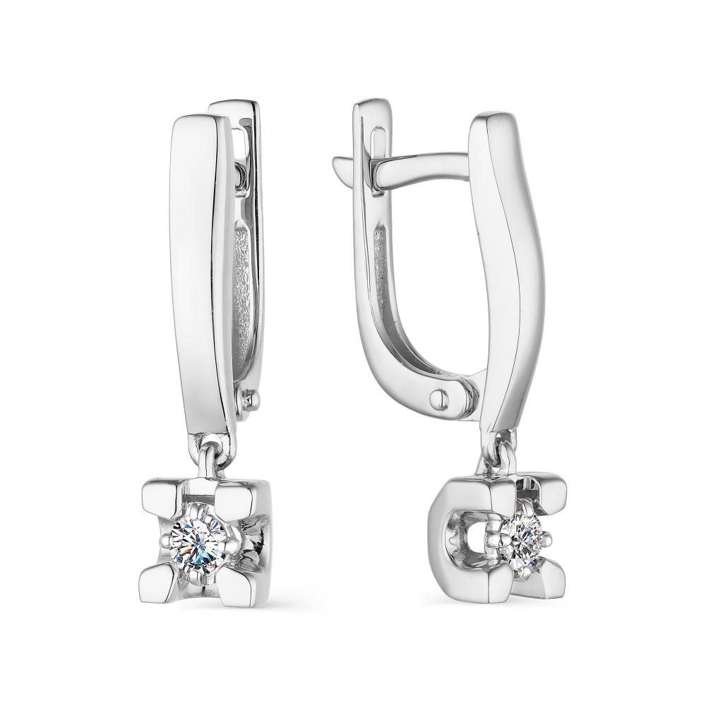 

Серьги из белого золота с бриллиантом АЛЬКОР 23704-200, 23704-200