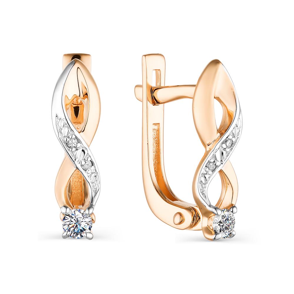 

Серьги из красного золота с бриллиантом АЛЬКОР 23636-100, 23636-100