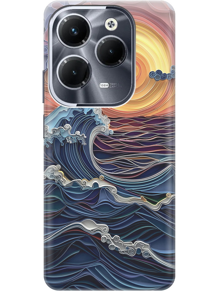 

Силиконовый чехол на Infinix Hot 40/Hot 40 Pro с принтом "Волны на закате", 778679210
