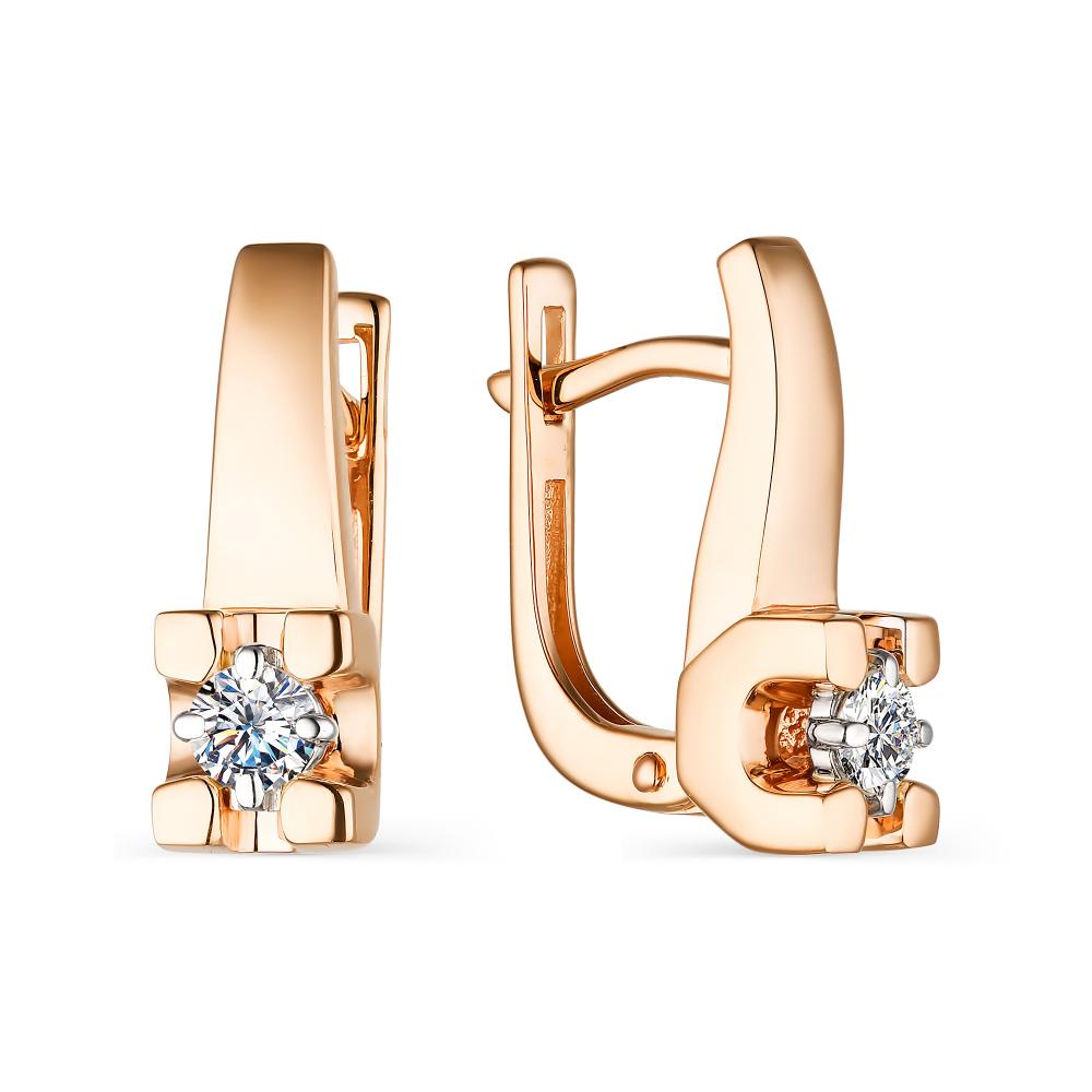 

Серьги из красного золота с бриллиантом АЛЬКОР 23692-100, 23692-100