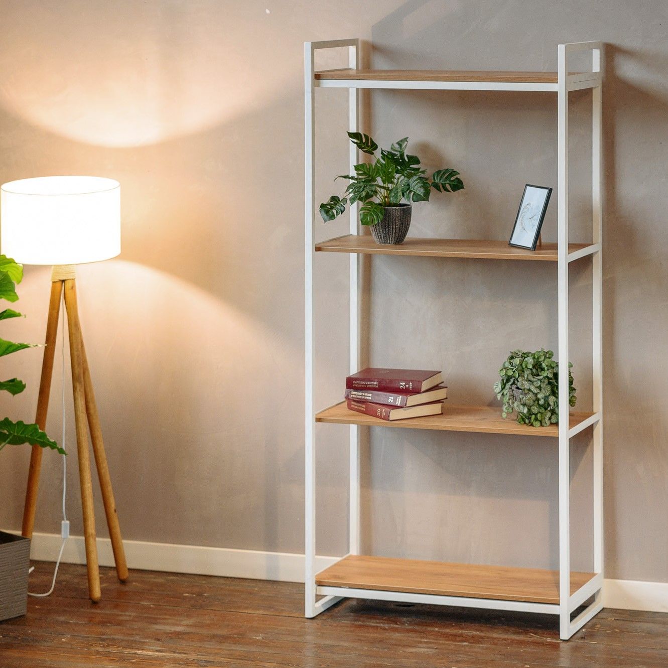

Стеллаж LoftDC Bombay дуб/белый каркас 90х40х190 см, Коричневый, Bombay