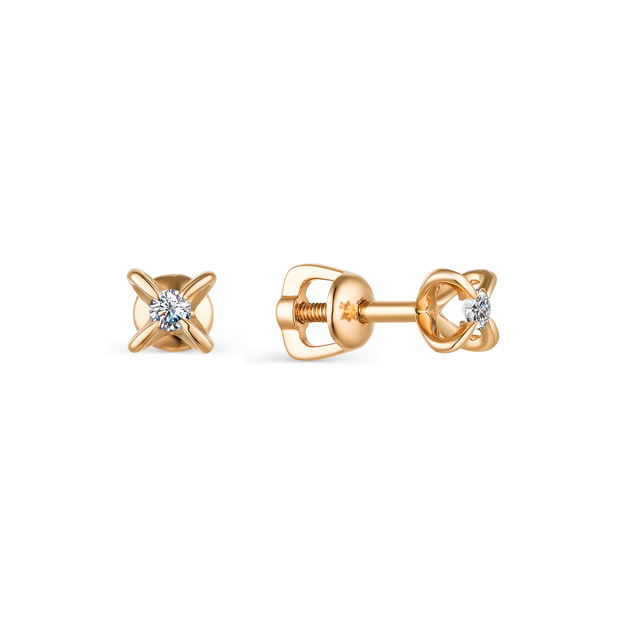 

Серьги-пусеты из красного золота с бриллиантом АЛЬКОР 23606-100, 23606-100