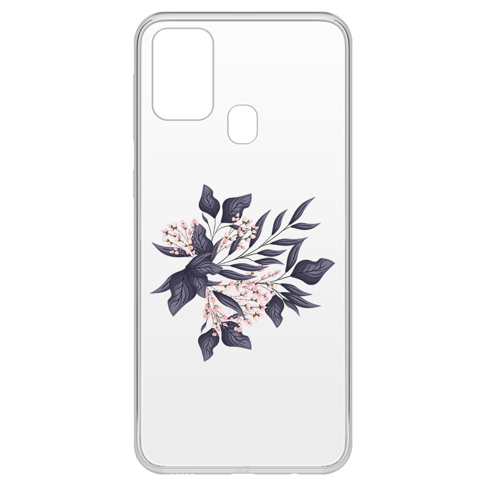 фото Чехол-накладка krutoff clear case розовые бутоны для samsung galaxy m31 (m315)